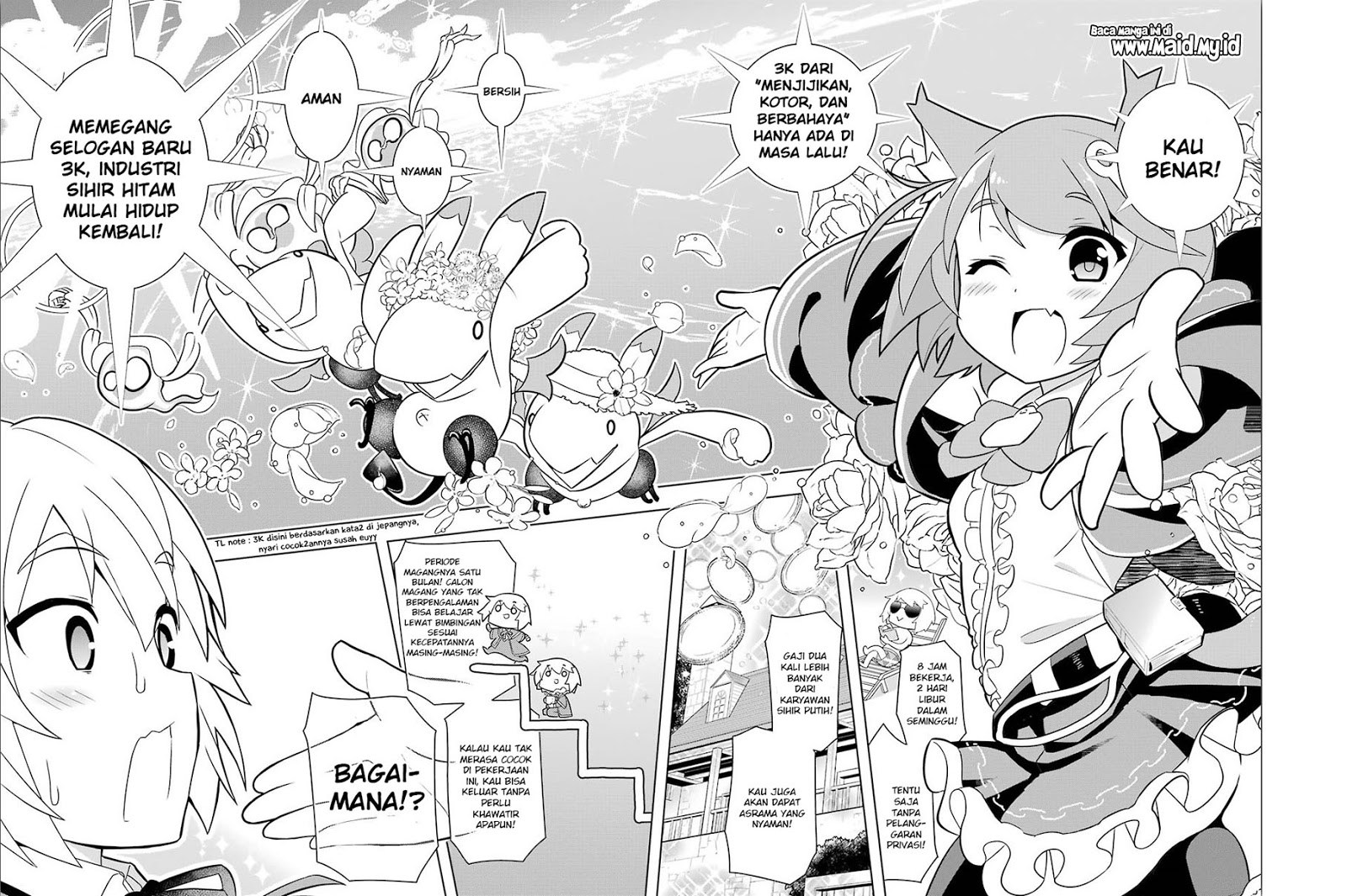 Wakamono no Kuro Mahou Hanare ga Shinkoku desu ga, Shuushoku shite Mitara Taiguu Iishi, Shachou mo Tsukaima mo Kawaikute Saikou desu Chapter 01 Gambar 22